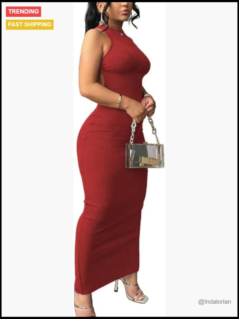 Women Summer Bodycon Maxi Dress Casual Long Sleeveless Pull On Backless